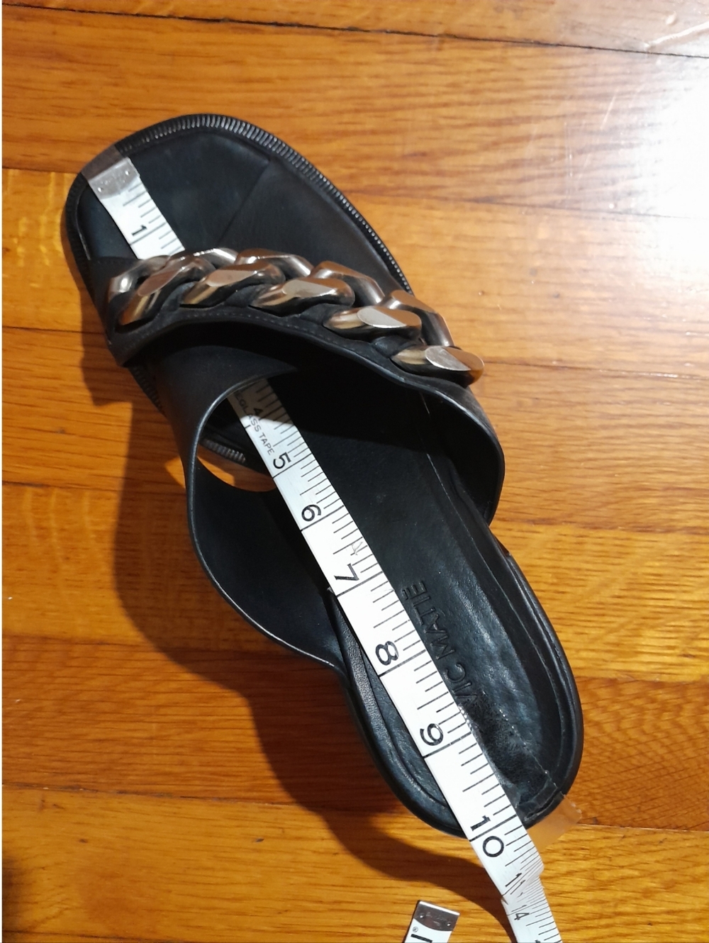 Leather Black Silver Chinkyl Goth Grunge Designer‎  Heels 39 (8.5) retail: $195 - Picture 9 of 11